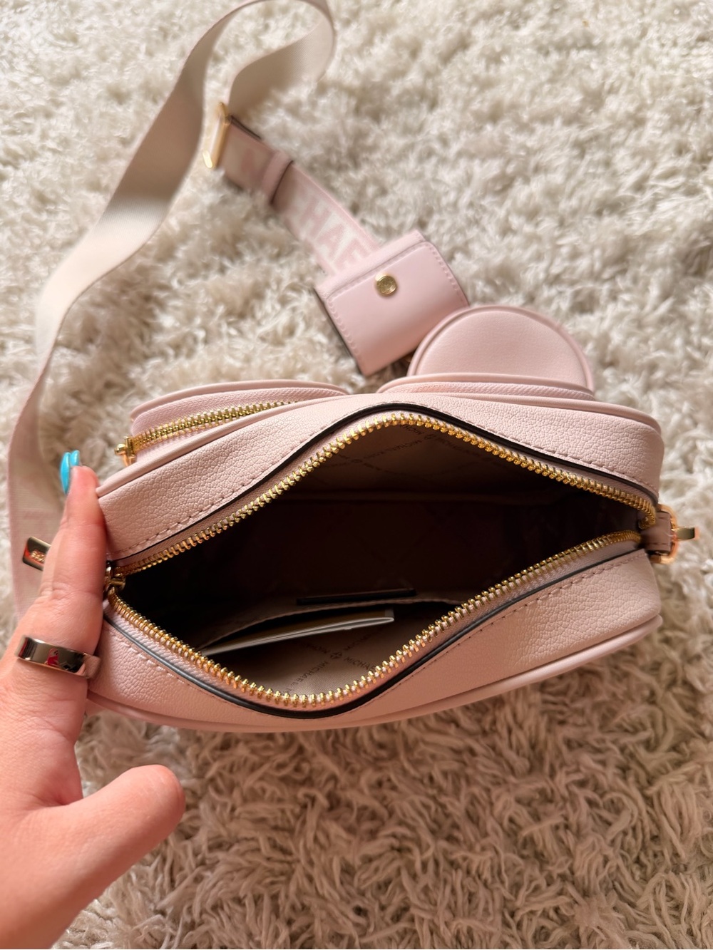 Michael Kors Blush Pink Pebbled Leather Crossbody with Coin Pouch - Picture 6 of 9